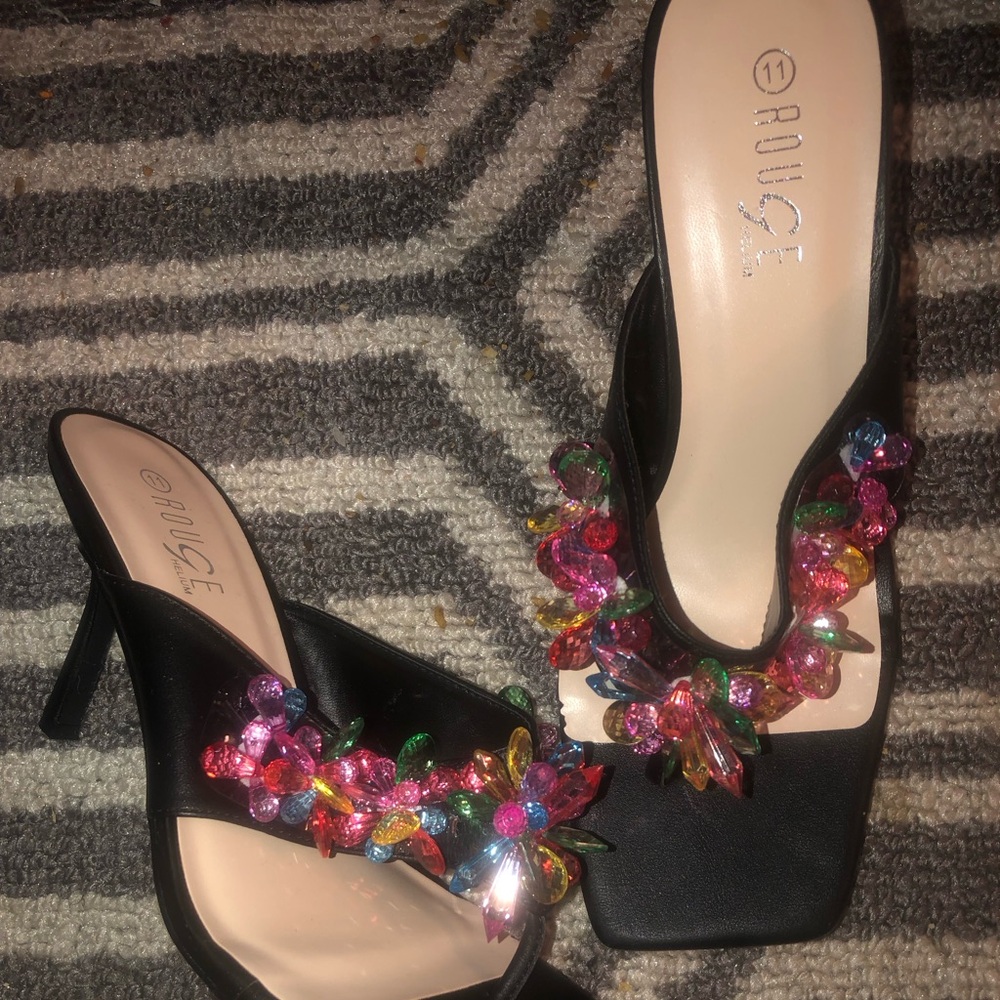 Colorful Heel Size 11 Beaded open Toes shoes Brand New
